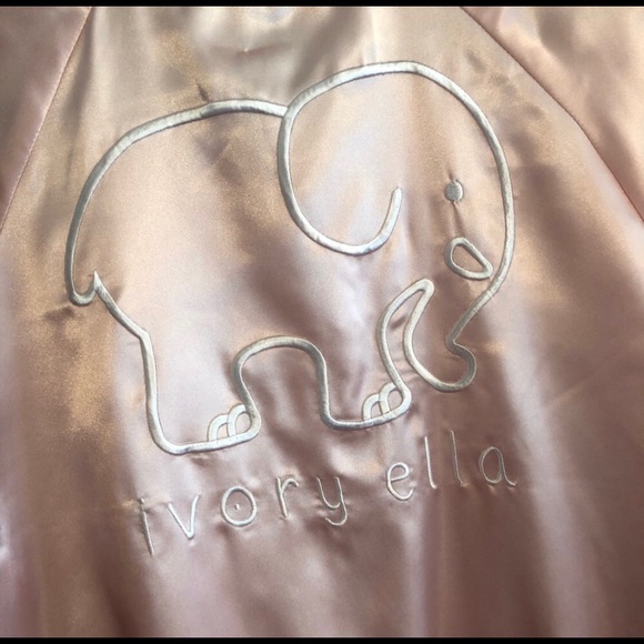 Ivory Ella Satin Pink Rose Bomber Jacket Large - Picture 5 of 6